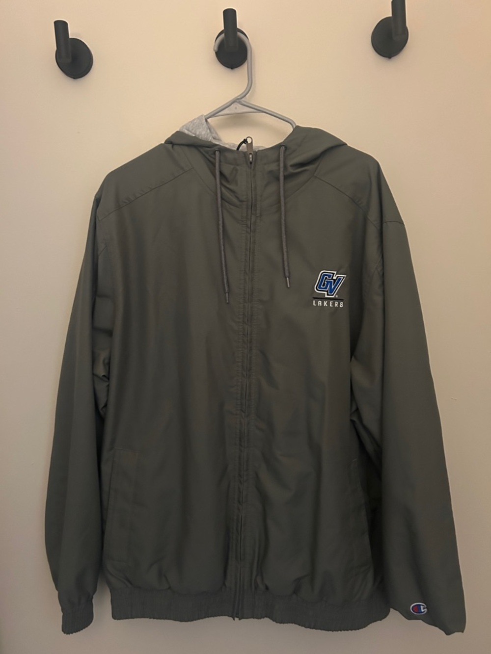 Champion Olive Green Hooded Windbreaker with GV Lakers Logo
